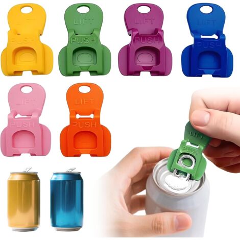 6 Pièces Ouvre-boîtes en Aluminium,Ouvre Boîte de Soda de Bière Plastique,ouvre canette,ouvre canette soda,bouchon canette,Ouvre Boîte Manuel Facile,pour Canettes en Aluminium Cola,Bière,Soda,Boissons (1/5)