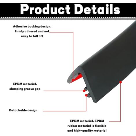HERCHR Bande En Caoutchouc De 1,7 M Pour Pare-brise Avant De Voiture - Garniture De Moulure Noire - Joint D'étanchéité En Caoutchouc Pour Voiture, Camion, Toit, Toit Ouvrant, Pare-brise Avant, Arrière