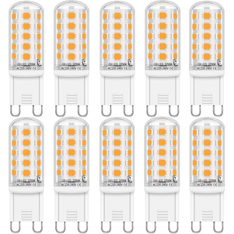 Lampe LED G9, Blanc Chaud (2700K), 400 Lumens, 4W Équivalent 30W Halogène, Non Dimmable, Sans Clignotement, Pack de 10 (1/5)