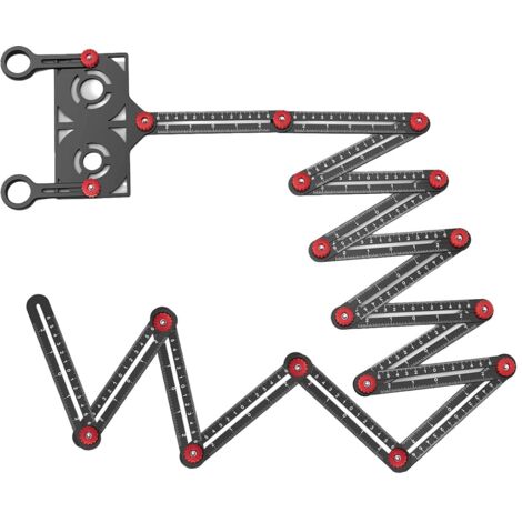 Règle de mesure multi-angles, localisateur d'ouverture de carrelage en céramique à 16 sections, outil de mesure d'angle en alliage d'aluminium avec localisateur de trou