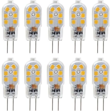 Ampoule LED G4 12 V, 1 W équivalent à une ampoule halogène de 10 W, sans scintillement, 200 lm, blanc chaud (3000 K), angle de diffusion de 360°, non dimmable, lot de 10 (1/4)