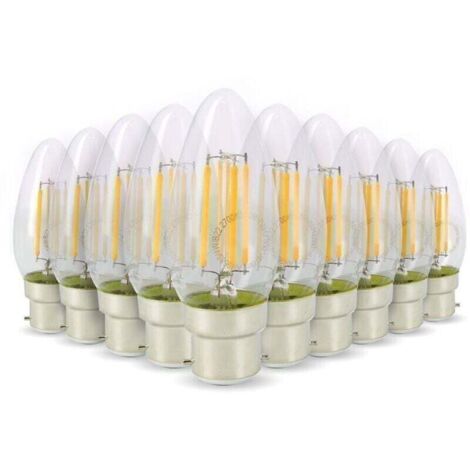 Lot de 10 ampoules LED effet flamme, 4 W (équivalent 40 W), culot B22, blanc chaud (2700 K)