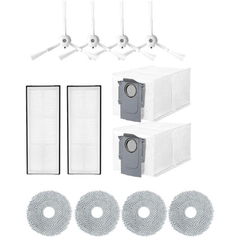 Kit d'accessoires de 12 pièces pour l'aspirateur robot Roborock Q Revo/P10, comprenant 4 chiffons, 2 sacs à poussière, 4 brosses latérales et 2 filtres. (1/5)