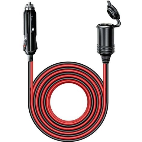 Câble d'extension étanche de 4 m pour allume-cigare de voiture, avec fusible de 15 A, adaptateur allume-cigare 12 V/24 V et câble d'extension de calibre 17 AWG. (1/4)