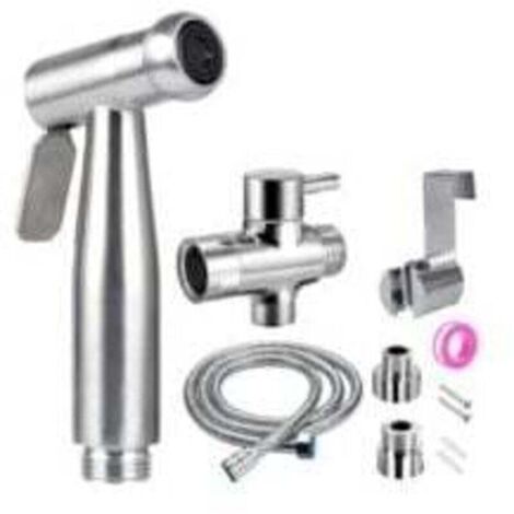 Ensemble WC bidet complet – Ensemble WC bidet avec robinetterie 3 voies (1/2"-3/8")  Tailles françaises standard (argent) (1/4)