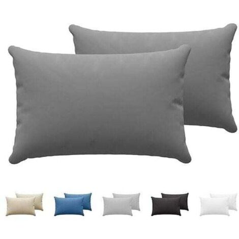 Taie d'oreiller 30 x 50 cm, coton (lot de 2), jersey de coton 150 g/m², anthracite, durable et hypoallergénique, pour oreillers mesurant 30 x 50 cm. (1/4)