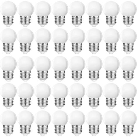 Ampoules LED E27 G45, blanc chaud (2700 K), 3 W, couvercle en plastique mat, guirlande lumineuse, E27 pour une utilisation intérieure et extérieure, non dimmable, 40 pièces [Classe énergétique] (1/5)