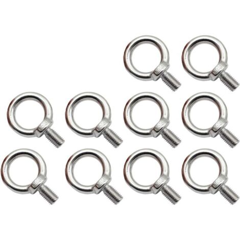 Lot de 10 boulons à œil M8 en acier inoxydable, boulons à œil antirouille, boulon à œil rond, boulon à œil, acier inoxydable 304, résistant à la corrosion. (1/4)