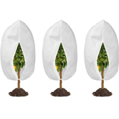 Lot de 3 housses d'hiver pour plantes d'extérieur, 60 cm x 80 cm, avec cordon de serrage, résistantes au froid et aux intempéries, chaudes et réutilisables. (1/4)