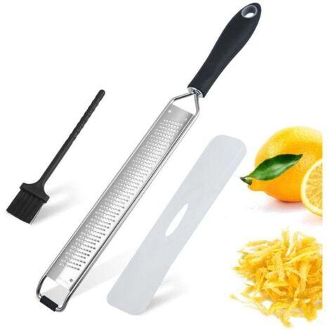 Râpe et zesteur en acier inoxydable pour citrons, agrumes et fromage – ergonomique et antidérapante – râpe à fromage multifonctionnelle – râpe pour gingembre, fromage, fruits et autres aliments (1/4)