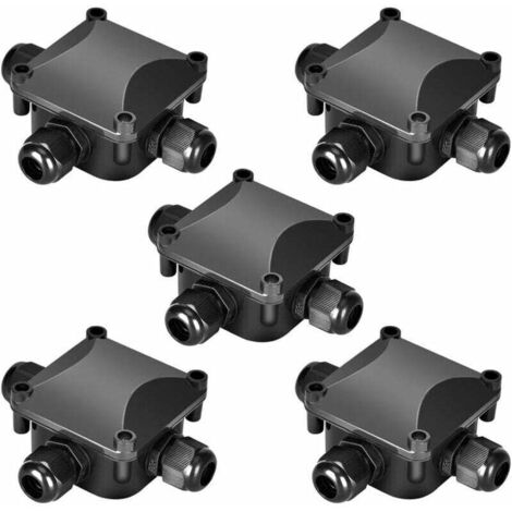 Lot de 5 boîtes de jonction étanches IP68 230V noires (1/5)