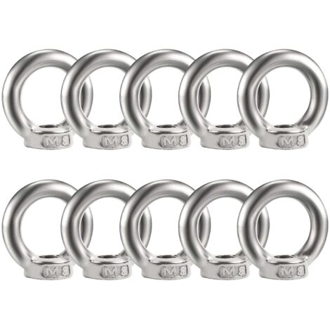 Lot de 10 écrous annulaires M8 en acier inoxydable 304 fileté Écrous à œillets pour le levage des accessoires