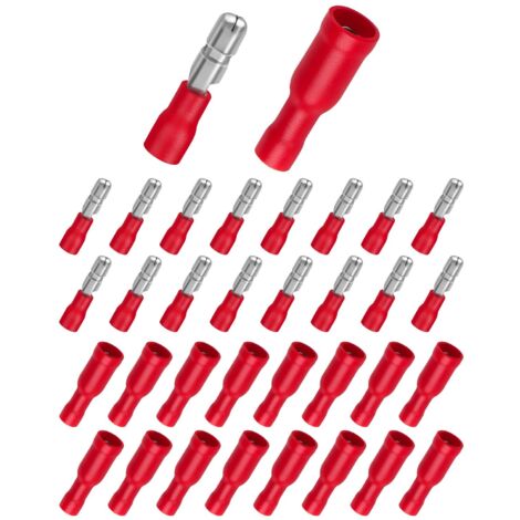 Lot de 100 cosses de câble 0,5-1,5 mm², connecteurs ronds Bolatus rouges et cosses rondes rouges à sertir pour voiture (1/5)