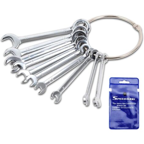 Lot de 10 petites clés métriques de 4 à 11 mm avec pochettes de rangement portables et anneau (1/5)