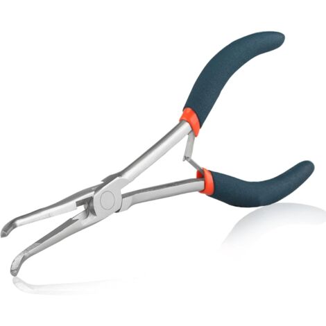 Pince à bec aiguille longue portée avec mâchoires dentelées - Pince coudée pour les espaces difficiles à atteindre - Fabrication de bijoux (1/5)