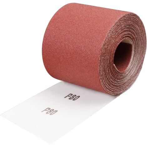Rouleau de Papier Abrasif Grain 80, 93 mm x 10 m encollage résine synthétique de haute qualité et support papier renforcé, Ponçage Rouleau Abrasif pour Métal Bois, pour Ponceuses Vibrantes (1/5)