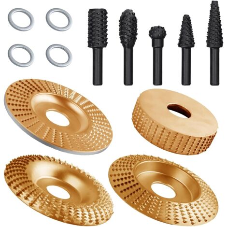 4pcs meuleuse d’angle ensemble de disques à sculpter sur bois avec 5pcs râpe rotative ensemble de râpe rotative à sculpter sur bois ensemble de râpe à sculpter sur bois avec 1/4" tige râpes (1/5)