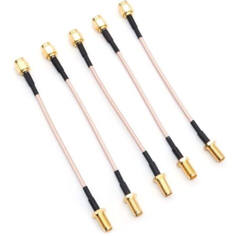 Lot de 5 câbles SMA RG178 avec connecteurs coaxiaux pour antenne WiFi, kit SMA à faible perte FPV – SMA mâle vers SMA femelle 10 cm (1/3)