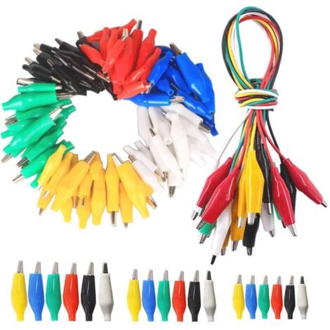 90Pcs Pince Crocodile (28cm/35cm/45cm), 10Pcs Ligne Test 45cm, Set de Connecteurs de Sonde à Double Tête Pour Test Électrique (1/5)