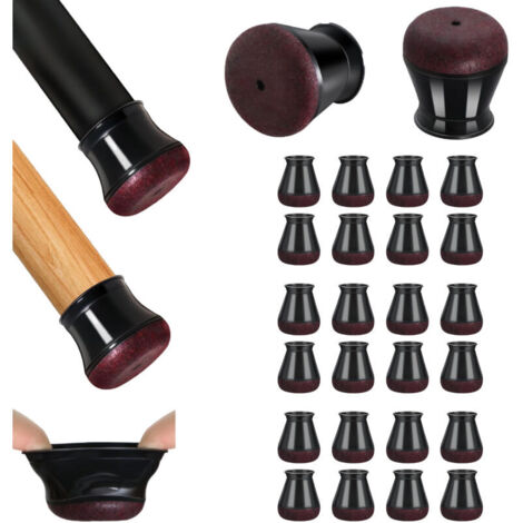 Protection Pied de Chaise, Patins pour Chaises en Silicone avec Feutre épaissi, 24 pièces Noir Petit Patin de Chaise Protections Tampon de Sol, réduire Les Rayures (1/5)