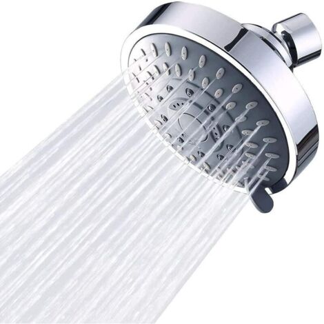 Pomme De Douche Fixe Haute Pression,Pomme De Douche Fixe 5 Modes,Tête De Douche Rond,Pour Toutes Sortes De Besoins De Douche(Argent,4in) (1/5)