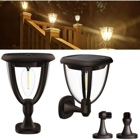 Lot de 2 Appliques Murales Extérieure, Lampe Solaire Extérieur LED de Jardin Étanches IP65, Luminaire Exterieur avec Deux Modes de Luminosité (Blanc Chaud 2700K)