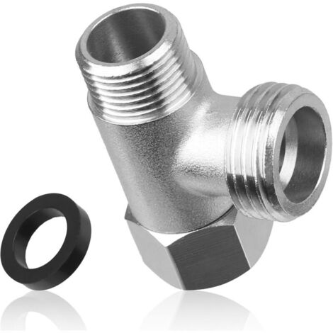 Connecteur en T 3 Voies, Vanne D'inversion WC en Cuivre 3/8" avec Dents Latérales en T Femelle 1/2" Vanne Raccordement Adaptateur Inoxydable 304 pour Pulvérisateur Robinet D'équerre Bras de Douche (1/5)