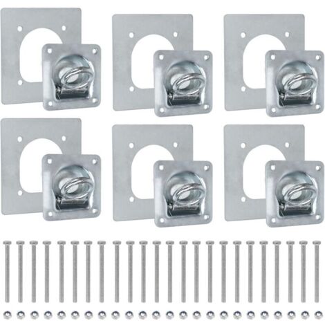 6 x Anneau D'arrimage pour Remorque, Anneaux de Remorque Cavités D'arrimage avec Contre-Plaques et 24pcs Vis, Œillets Arrimage Galvanisés Anneau Arrimage Encastrable 800 daN Accessoire Remorque (1/5)