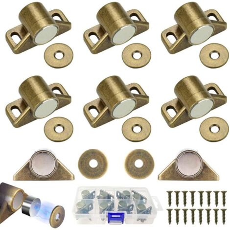 8 Pcs Loqueteau Magnétique,Bronze Loquet Magnetique en Alliage de Zinc pour Tiroirs Placard de Cuisine Armoire,Aimant Porte Placard avec 24 vis (1/5)