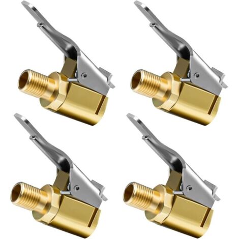 Adaptateur de Valve de Pneu de Voiture, 4pcs Embout de Gonflage Laiton, Clip de tête de conversion pour valves de pneu, Compatible avec toutes les valves de pneus avec filetage de valve (1/5)
