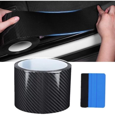 Film de Protection Universel pour Seuil de Porte de Voiture 10M Autocollant Fibre de Carbone Protecteur de Pare-Chocs Protection Seuil Porte de Voiture Protecteurs de Jante (7cm x 10m) (1/5)