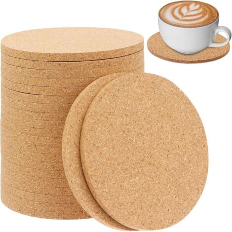 Lot de 20 dessous de verre en liège - Ronds - 10 cm - Résistants à la chaleur - Réutilisables - Absorbants - Pour boissons, bar, tasses (ronds, 10 cm, épaisseur 3 mm)