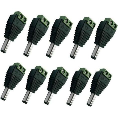 Lot de 10 connecteurs mâles pour câble d'alimentation CC 5,5 mm x 2,1 mm pour caméra de vidéosurveillance (1/5)