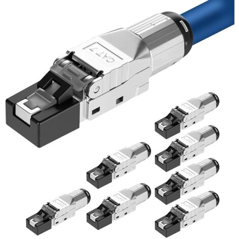 Lot de 8 fiches réseau CAT 7 RJ45 pour câbles LAN rigides - Câble de pose Ethernet LAN CAT7 LSA - Entièrement blindé STP - 10 Gbit/s (1/5)