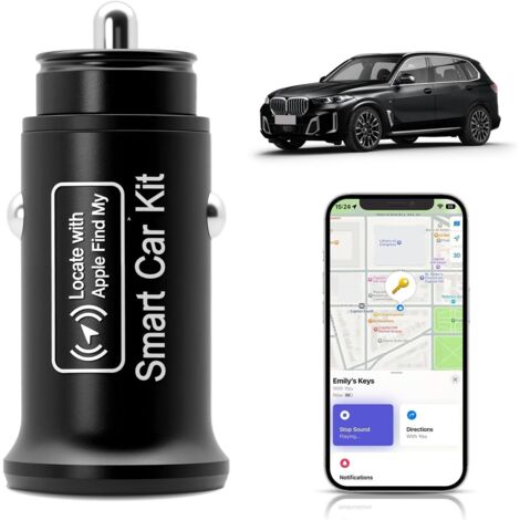 Émetteur de traçage de voiture [Certifié MFi] Chargeur rapide 2 en 1 à double port pour voiture 20 W avec émetteur GPS pour voiture, compatible avec l'application Apple « Find My », Plug & Play (ne (1/5)