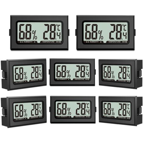 Lot de 8 thermomètres hygromètres numériques avec écran LCD pour intérieur, bureau, salon et cave à vin (piles incluses) (1/5)