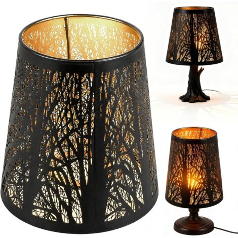 Abat-jour pour lampe de table, abat-jours en métal E27 avec ombre d'arbre, abat-jour vintage en fer avec design creux artistique pour lampes de sol et suspendues, décoration de chambre à coucher, 14 x (1/5)