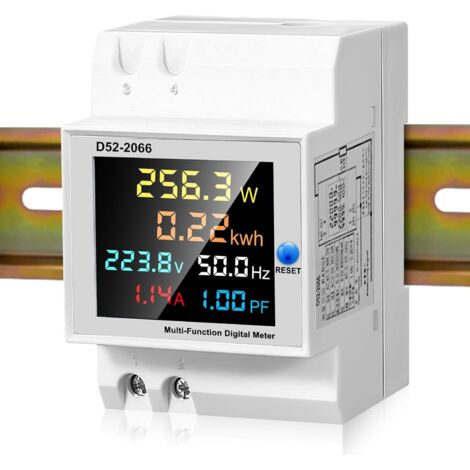 Compteur d'énergie électrique monophasé 6 en 1, AC 40 – 300 V 100 A multifonction compteur consommation électrique ampèremètre voltmètre DIN compteur d'électricité avec écran LCD (1/5)