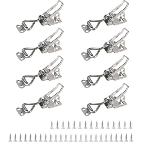 8Pcs Loquet à Bascule Acier Inox Loquet de Serrage Fermeture Capot Fermeture a Levier Capacité de Rétention 100kg 220lbs Menuisier Sauterelles Bascule Pince Réglable pour Armoire Porte (1/5)