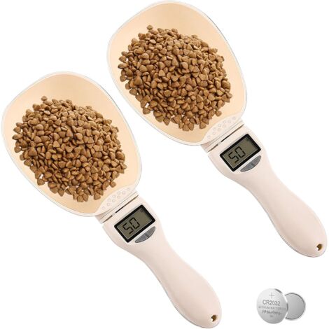 Lot de 2 cuillères à mesurer numériques - Précision de 1 g - Jusqu'à 800 g - Avec écran LCD - Pour épices, farine, liquide, nourriture pour chien (1/5)