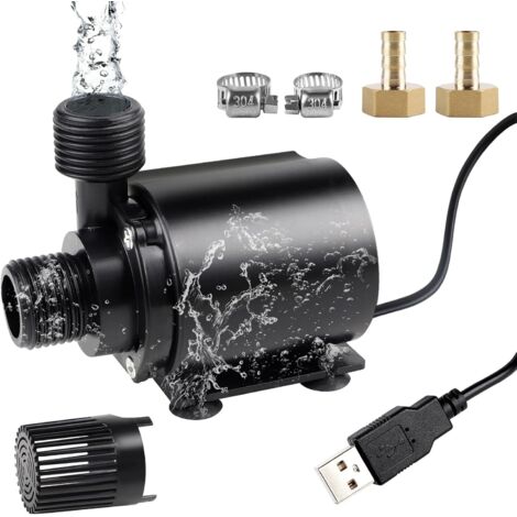 Mini Pompe à Eau USB 500L/H 4W Pour Aquarium - Submersible Ultra Silencieuse Avec Câble de 1,8m et 2 Buses en Laiton (1/5)