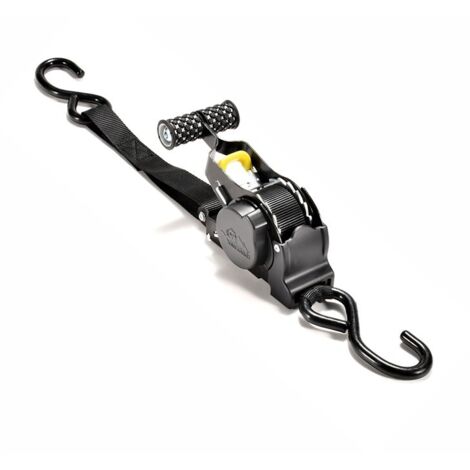 Tendeur à cliquet auto-rétractable 10' 1' – Charge maximale 680 kg – Sangle en polyester haute résistance avec crochet en S