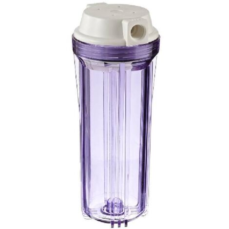 Boîtier transparent avec couvercle plat blanc, adapté aux systèmes d'osmose inverse et de filtration, (1/3)