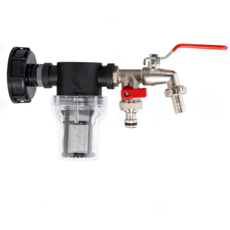 Adaptateur robinet IBC avec filtre – 2 vannes de sortie indépendantes – Connecteur rapide G1/2 S60x6mm – Pour système de collecte d'eau de pluie