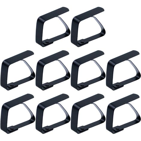 Grandes pinces à nappe en acier inoxydable, pinces à nappe, pinces à nappe, pinces à nappe, pinces à nappe - argent, pour tables avec une épaisseur de plaque maximale de 5 cm/10 pièces noires (1/5)