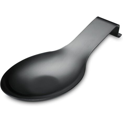 Repose Cuillère En Noir Mat, Porte Cuillère En Acier Inoxydable Pour Cuisinière, Porte Stensiles De Cuisine Pour Louches, Pinces, Spatule, Porte-cuillère Pour Cuisinière (1PC-9,5 Pouces) (1/5)