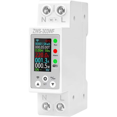 Compteur electrique connecté 63A TUYA compteur électrique wifi Intelligent compteurs d'énergie monophasé AC80-300V avec Protection contre les fuites de surcharge de surintensité ZWS-303WF (1/5)