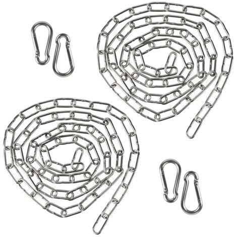 2 x 1,5 Mètre Chaîne en Acier Inoxydable 3mm Chainette avec 4 Mousquetons, Promenade, Chaîne de Chien Chaîne De Séchage Robuste Charge Chaîne D'ancrage Chaîne Balançoire, Maximale de 80KG