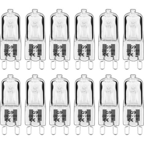 12 pièces G9 Lampes halogènes, ampoules G9 230V 28W 480lm, 2800K blanc chaud, ampoules à capsule dimmable, sans scintillement [Classe énergétique G] (1/5)