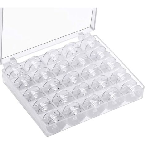 Canette Machine a Coudre,Bobines pour Machine à Coudre Canettes de Couture Universelle Bobine de Machine à Coudre en Plastique avec Boîte de Rangement (25 pièces Transparente) (1/5)